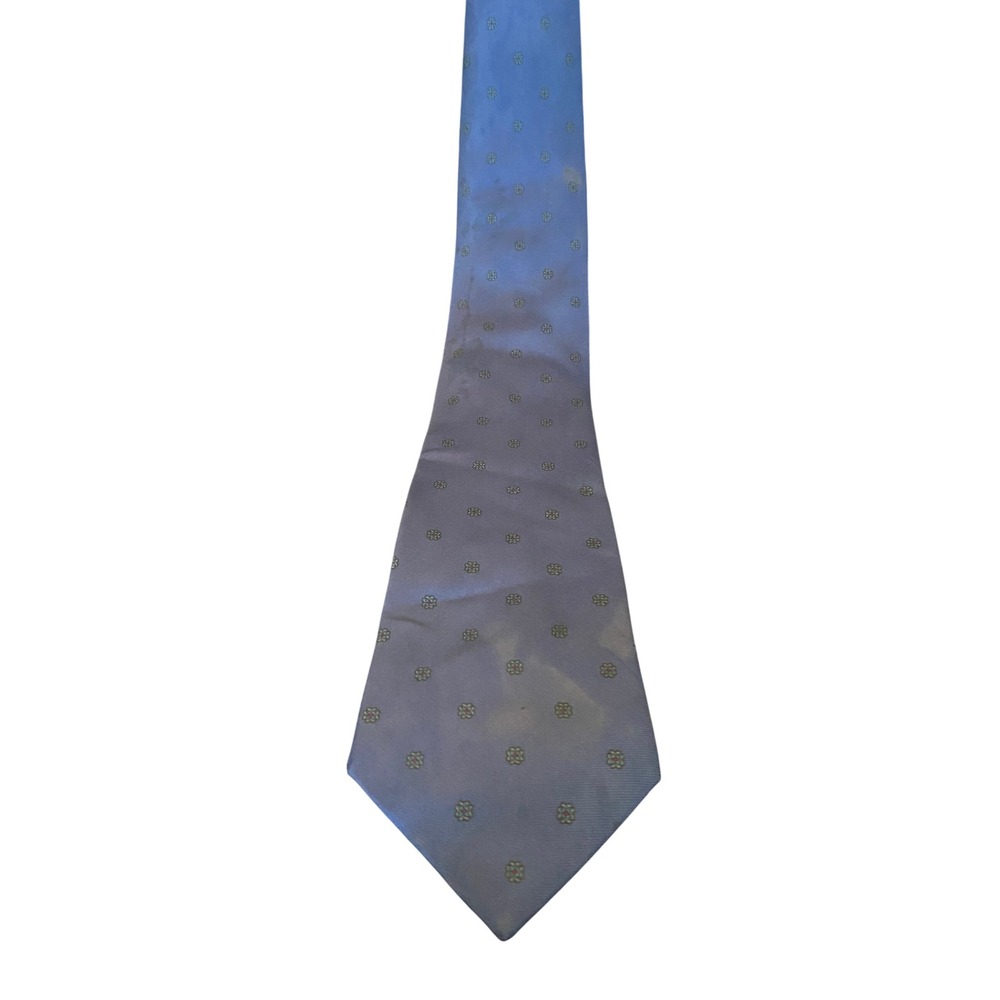Lanvin Paris Mens Silk Tie Blue Geometric Medallion Made in Italy Luxury Necktie